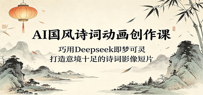 AI国风诗词动画创作课:巧用Deepseek即梦可灵,打造意境十足的诗词影像短片-亮剑学堂