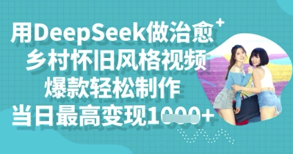 用DeepSeek做治愈乡村怀旧风格视频，爆款轻松制作，当日最高变现多张-亮剑学堂